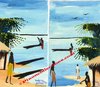 SENEGAL - 2 cartes uniques peintes à la main - Paysages de lagune - Artiste MADJI TOLOUM.