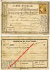 (85) - Carte postale pionnière 1877 avec verso repiqué pour avis d'envoi en gare des "CHEMINS de FER