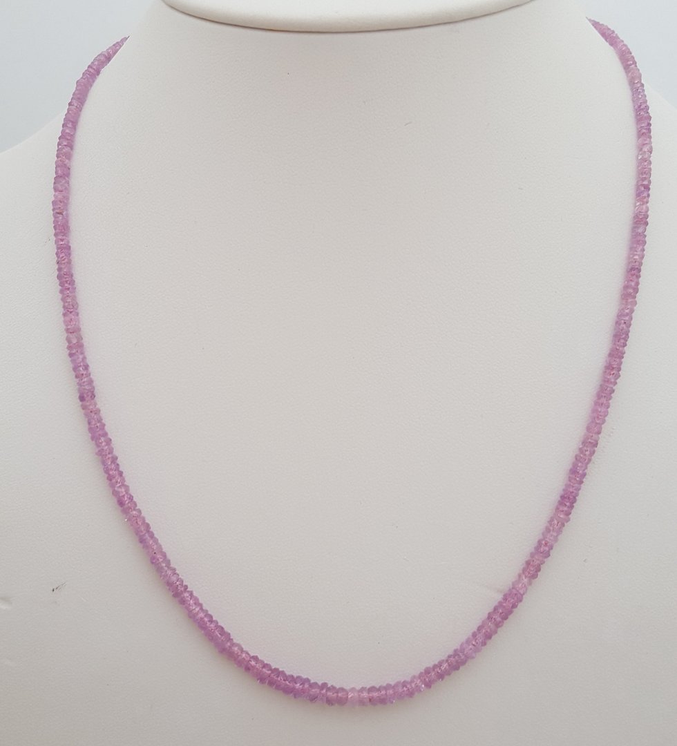 SAPHIR ROSE - collier en saphir rose en boules facettées forme bouton, légère chute - diamètre 2 à 2