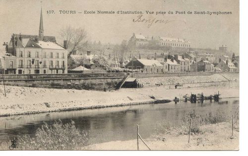 carte postale - TOURS / SAINT SYMPHORIEN (37) - effet de neige 1903. ECOLE NORMALE D'INSTITUTRICES