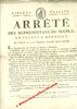 AFFICHE, REVOLUTION FRANCAISE, ORGANISATION DE LA TERREUR A BORDEAUX; "ARRETE DES REPRESENTANS...
