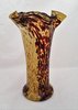 CLICHY -  Vase à décor moucheté marron et jaune dans le gout de de la cristallerie de clichy