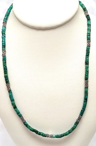TURQUOISE - collier composé de perles de turquoise forme cylindrique